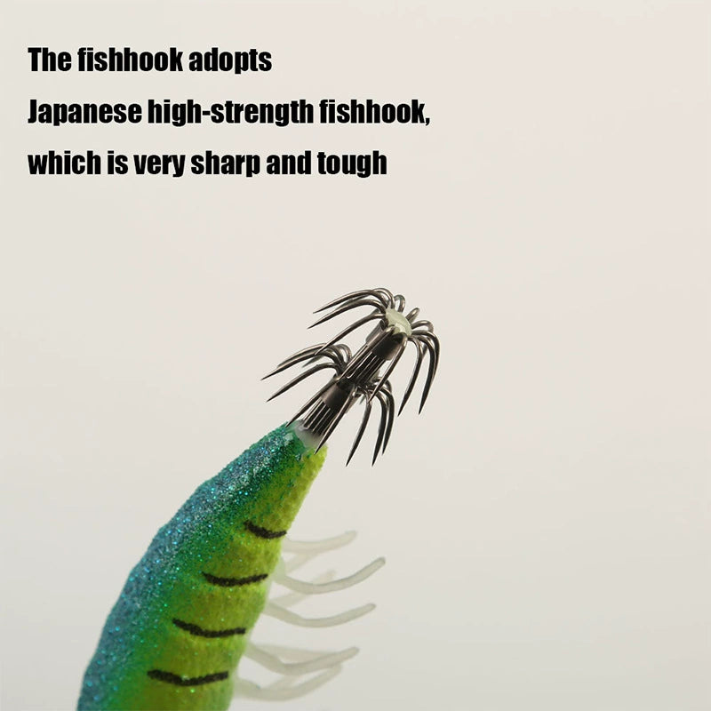 New Squid Hook #2.0/8g #3.0/12g #3.5/19.5g Rapid inkiSng Artificial Luminous Squid Jigging Bait Wood Shrimp Hooks for Saltwater Tackle Fishing Lure