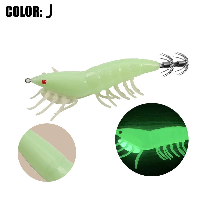 New Squid Hook #2.0/8g #3.0/12g #3.5/19.5g Rapid inkiSng Artificial Luminous Squid Jigging Bait Wood Shrimp Hooks for Saltwater Tackle Fishing Lure