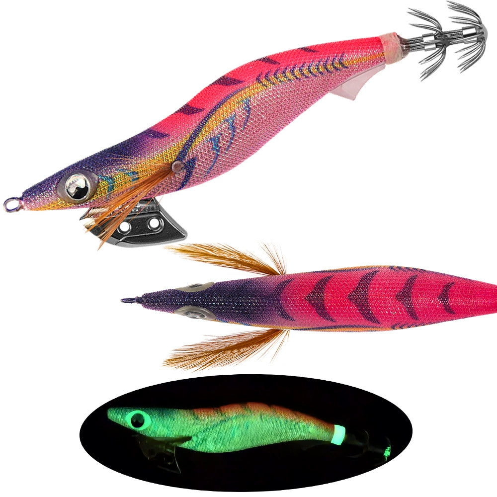 New Squid Hook #3.5s/20g Rapid inkiSng Artificial Luminous Squid Jigging Bait Wood Shrimp Hooks for Saltwater Tackle Fishing Lure