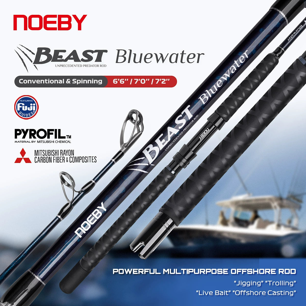NOEBY Slow Pitch Jigging/Saltwater/Topwater/Big Game/GT /Tuna Rod BWS661XXHC