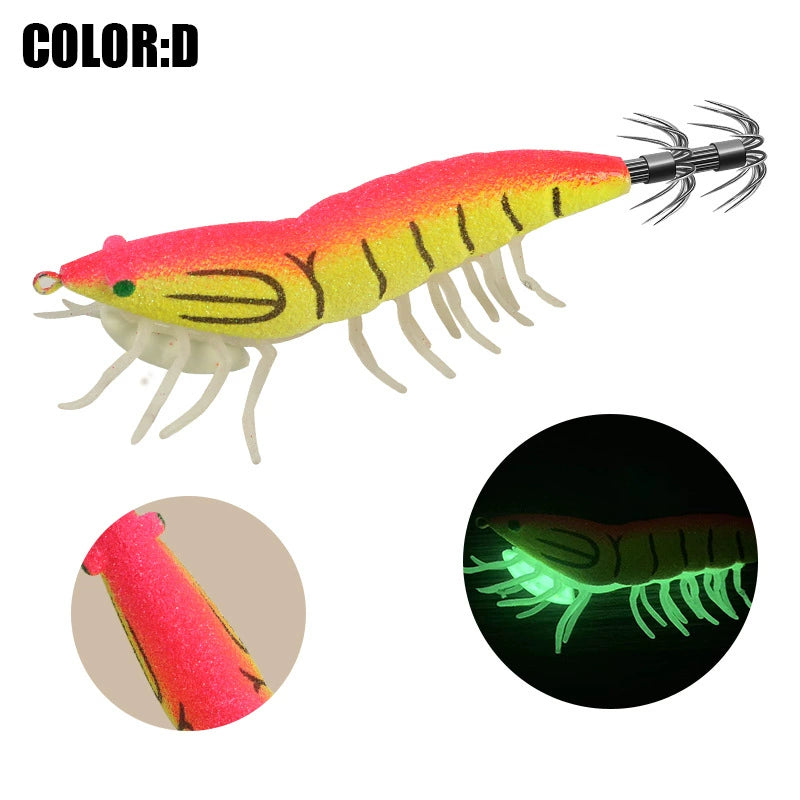 New Squid Hook #2.0/8g #3.0/12g #3.5/19.5g Rapid inkiSng Artificial Luminous Squid Jigging Bait Wood Shrimp Hooks for Saltwater Tackle Fishing Lure