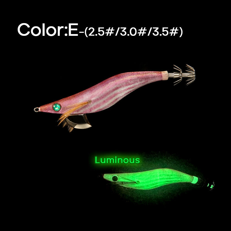 New Squid Hook #2.5/10 #3.0/16 #3.5/21 Rapid inkiSng Artificial Luminous Squid Jigging Bait Wood Shrimp Hooks for Saltwater Tackle Fishing Lure