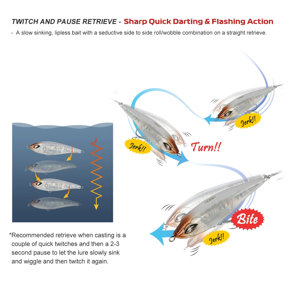 NOEBY Saltwater Pencil Bait/Stickbait/Minnow/Topwater/Popper Lure 15cm/77g Sinking