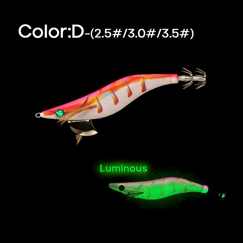 New Squid Hook #2.5/10 #3.0/16 #3.5/21 Rapid inkiSng Artificial Luminous Squid Jigging Bait Wood Shrimp Hooks for Saltwater Tackle Fishing Lure