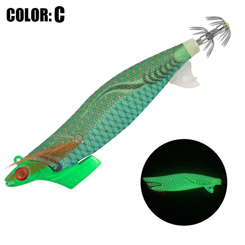 New Squid Hook #3.5/26g Rapid inkiSng Artificial Luminous Squid Jigging Bait Wood Shrimp Hooks for Saltwater Tackle Fishing Lure