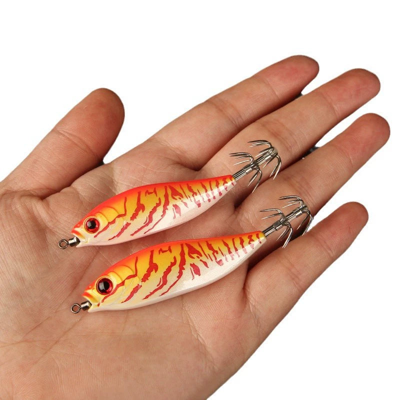 New Squid Hook #50mm/4.0g #55mm/5.5g Rapid inkiSng Artificial Luminous Squid Jigging Bait Wood Shrimp Hooks for Saltwater Tackle Fishing Lure