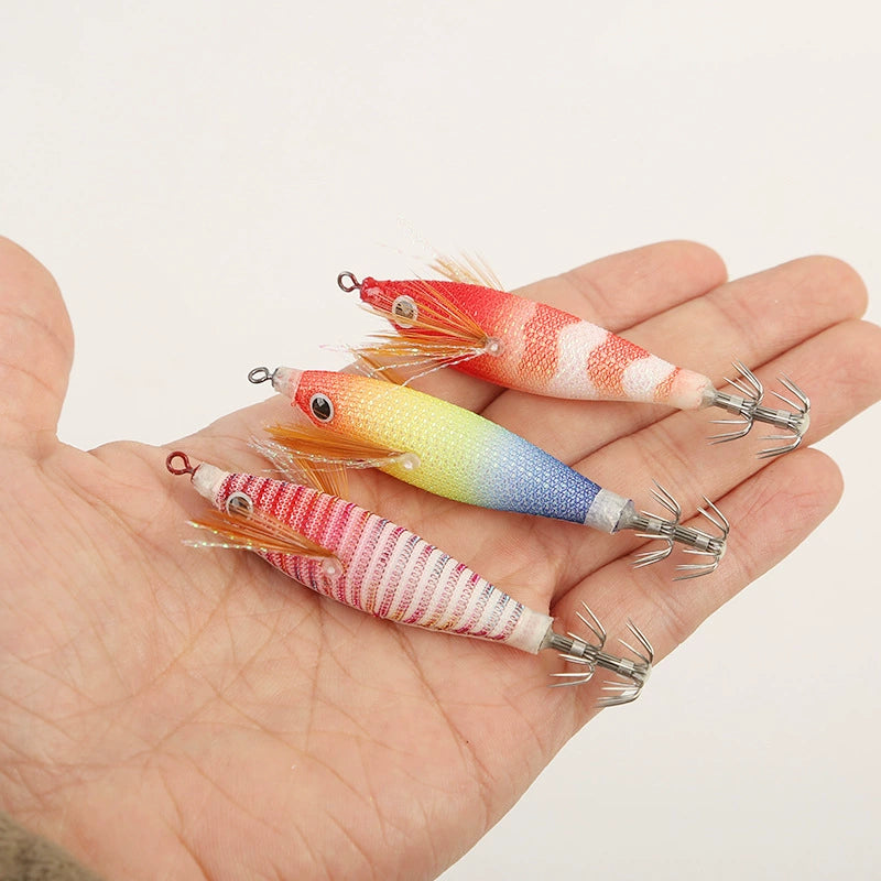 New Squid Hook #8cm/5.5g Rapid inkiSng Artificial Luminous Squid Jigging Bait Wood Shrimp Hooks for Saltwater Tackle Fishing Lure