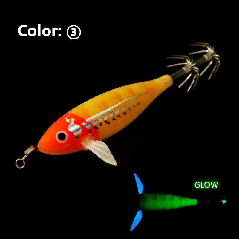 New Squid Hook #75mm/5.5g Rapid inkiSng Artificial Luminous Squid Jigging Bait Wood Shrimp Hooks for Saltwater Tackle Fishing Lure