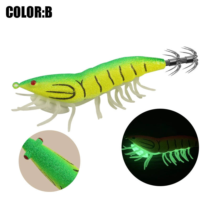 New Squid Hook #2.0/8g #3.0/12g #3.5/19.5g Rapid inkiSng Artificial Luminous Squid Jigging Bait Wood Shrimp Hooks for Saltwater Tackle Fishing Lure