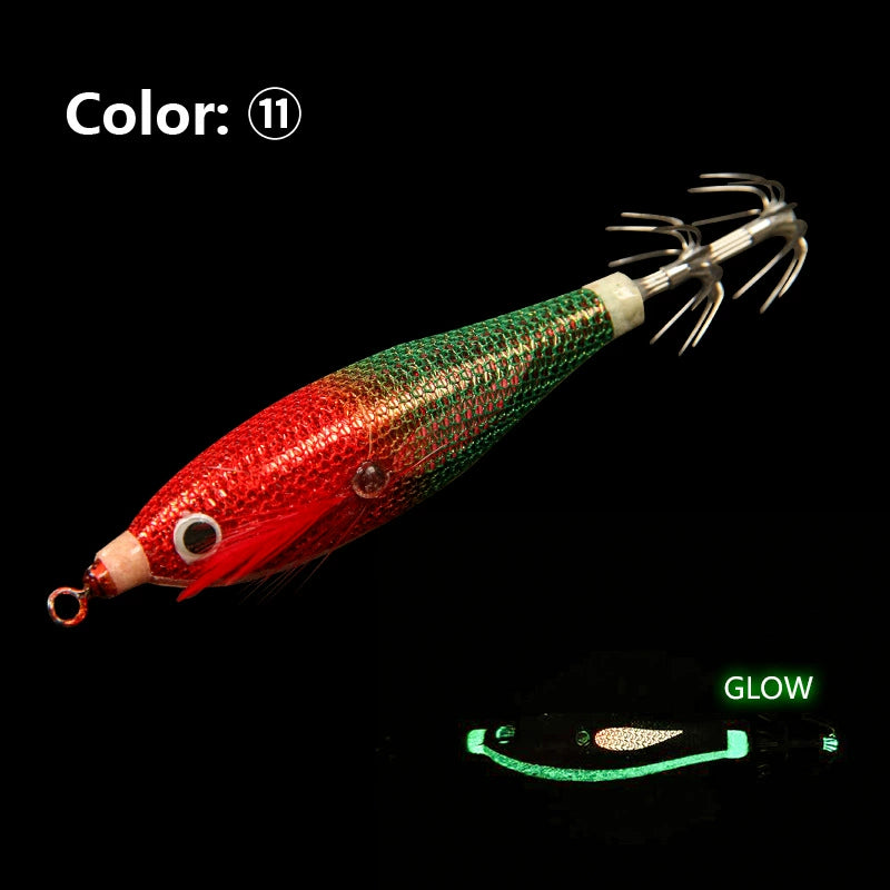 New Squid Hook #75mm/5.5g Rapid inkiSng Artificial Luminous Squid Jigging Bait Wood Shrimp Hooks for Saltwater Tackle Fishing Lure