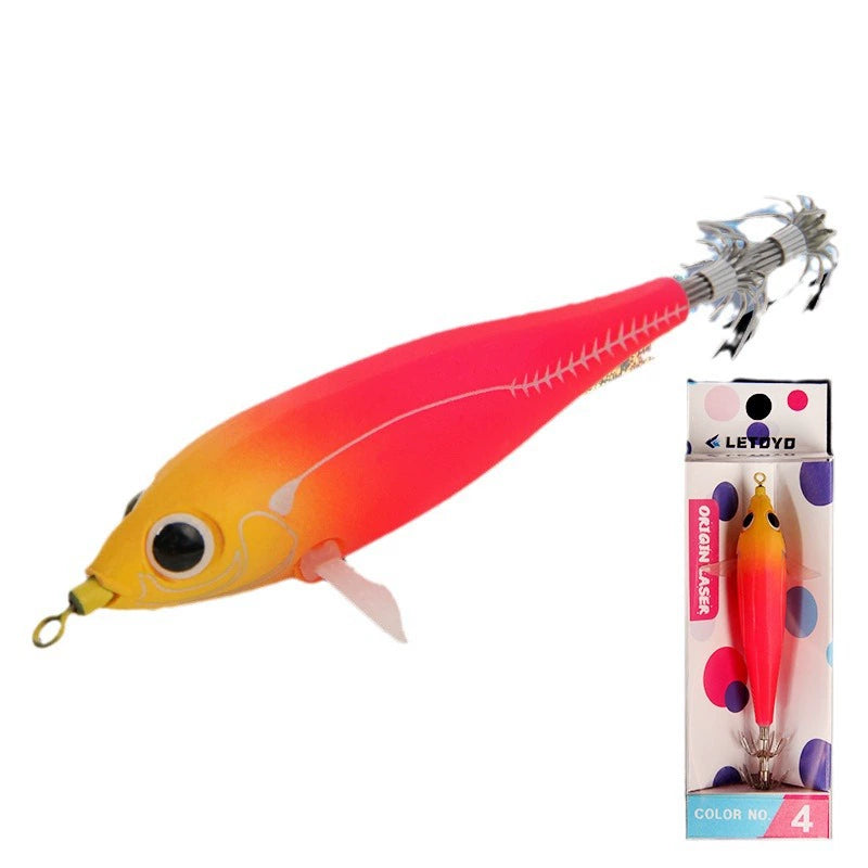 New Squid Hook #73mm/6g #90mm/10g Rapid inkiSng Artificial Luminous Squid Jigging Bait Wood Shrimp Hooks for Saltwater Tackle Fishing Lure