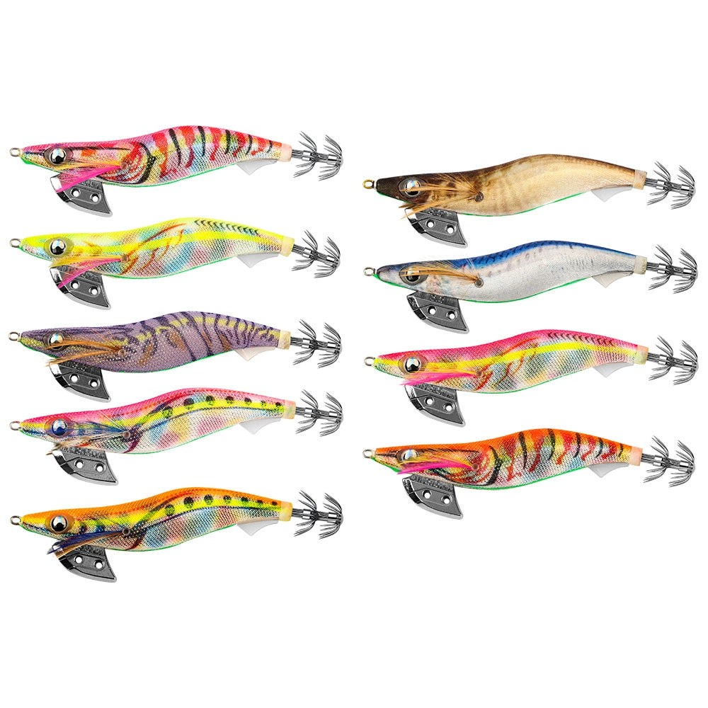 New Squid Hook #2.5/12g #3.0/16.5g#3.5/21g Rapid inkiSng Artificial Luminous Squid Jigging Bait Wood Shrimp Hooks for Saltwater Tackle Fishing Lure