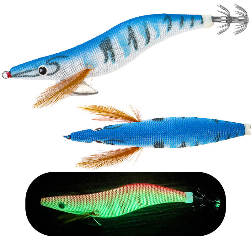 New Squid Hook #3.0/14.5g #3.5/19.5g Rapid inkiSng Artificial Luminous Squid Jigging Bait Wood Shrimp Hooks for Saltwater Tackle Fishing Lure