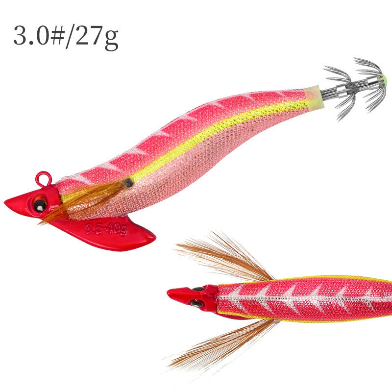 New Squid Hook 3.0/27g #3.5/40g Rapid inkiSng Artificial Luminous Squid Jigging Bait Wood Shrimp Hooks for Saltwater Tackle Fishing Lure