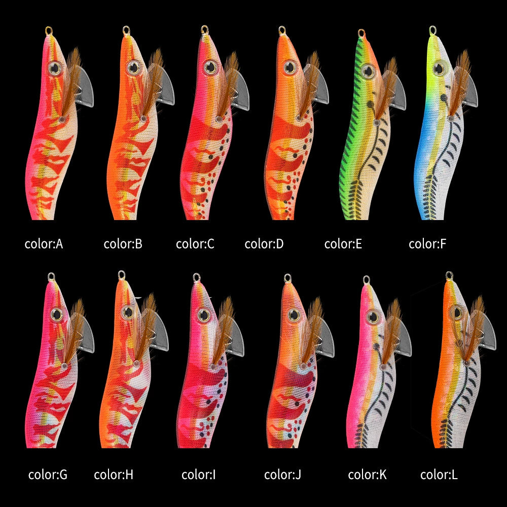 New Squid Hook #3.0/16g #3.5/21g Rapid inkiSng Artificial Luminous Squid Jigging Bait Wood Shrimp Hooks for Saltwater Tackle Fishing Lure