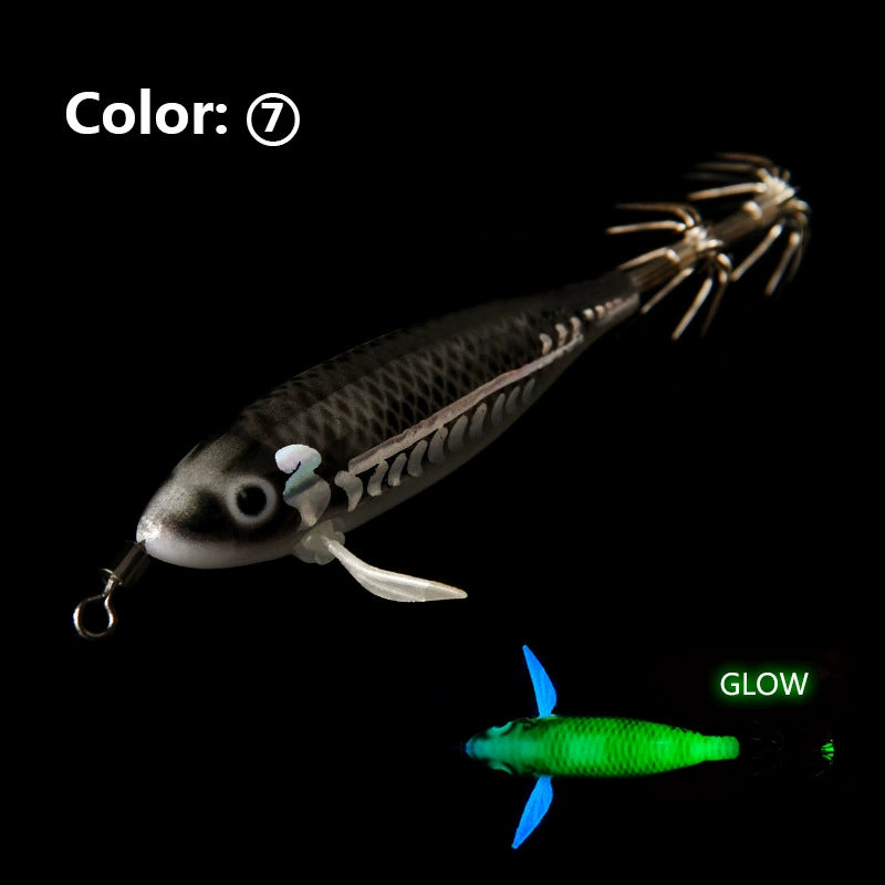 New Squid Hook #75mm/5.5g Rapid inkiSng Artificial Luminous Squid Jigging Bait Wood Shrimp Hooks for Saltwater Tackle Fishing Lure