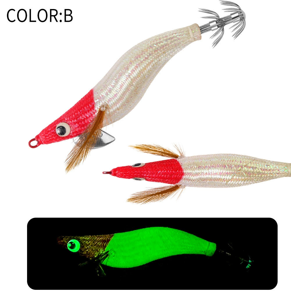 New Squid Hook #2.2/6.5g #2.5/9.5g Rapid inkiSng Artificial Luminous Squid Jigging Bait Wood Shrimp Hooks for Saltwater Tackle Fishing Lure