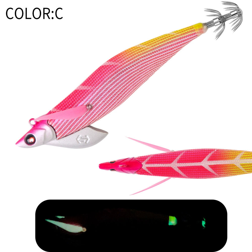 New Squid Hook #3.0/30g #3.5/35g Rapid inkiSng Artificial Luminous Squid Jigging Bait Wood Shrimp Hooks for Saltwater Tackle Fishing Lure