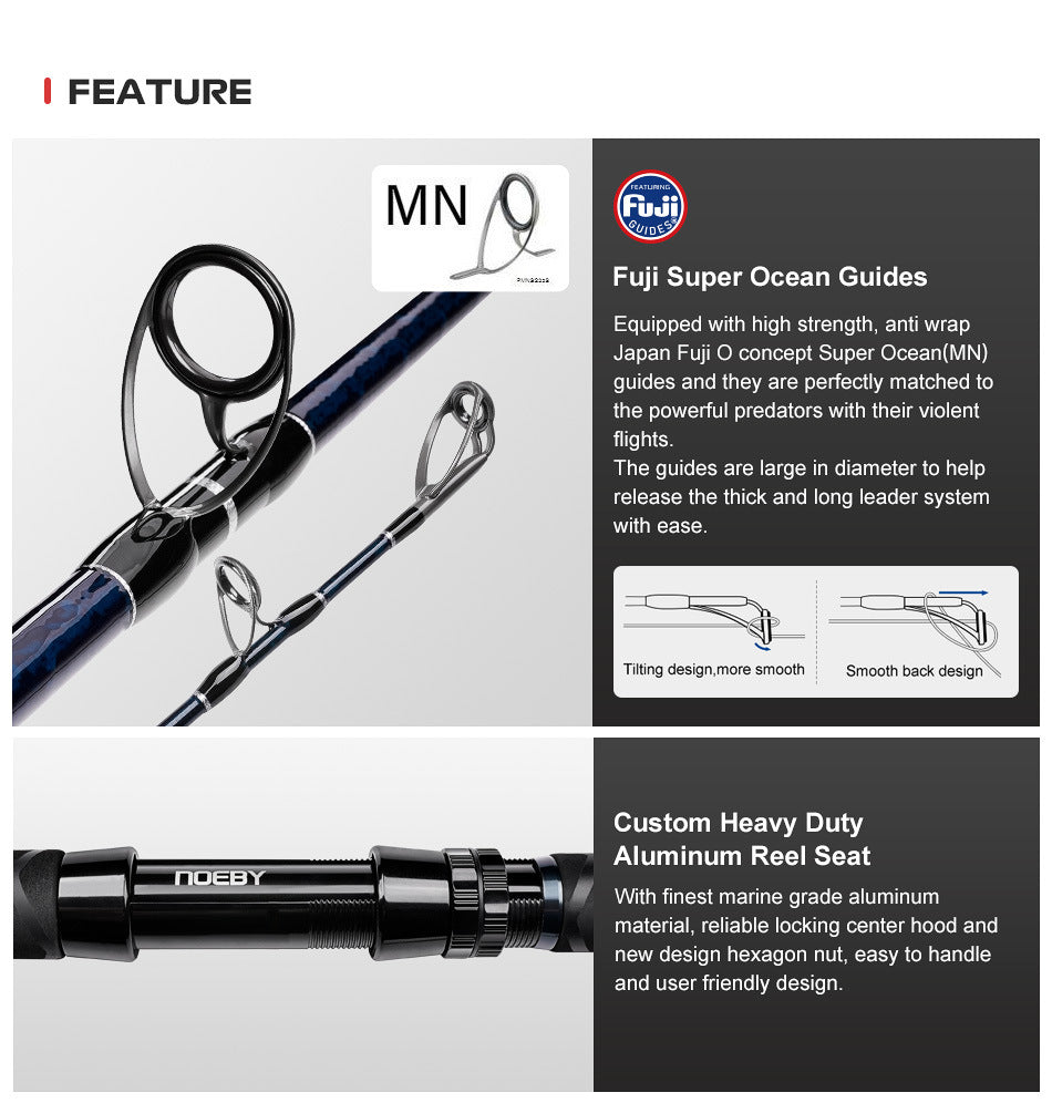 NOEBY Slow Pitch Jigging/Saltwater/Topwater/Big Game/GT /Tuna Rod BWS661XXHC