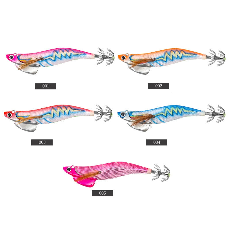 New Squid Hook #3.0/28g #3.5/40g Rapid inkiSng Artificial Luminous Squid Jigging Bait Wood Shrimp Hooks for Saltwater Tackle Fishing Lure