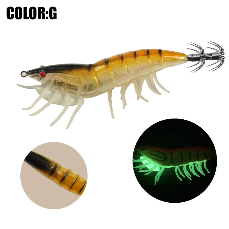 New Squid Hook #2.0/8g #3.0/12g #3.5/19.5g Rapid inkiSng Artificial Luminous Squid Jigging Bait Wood Shrimp Hooks for Saltwater Tackle Fishing Lure