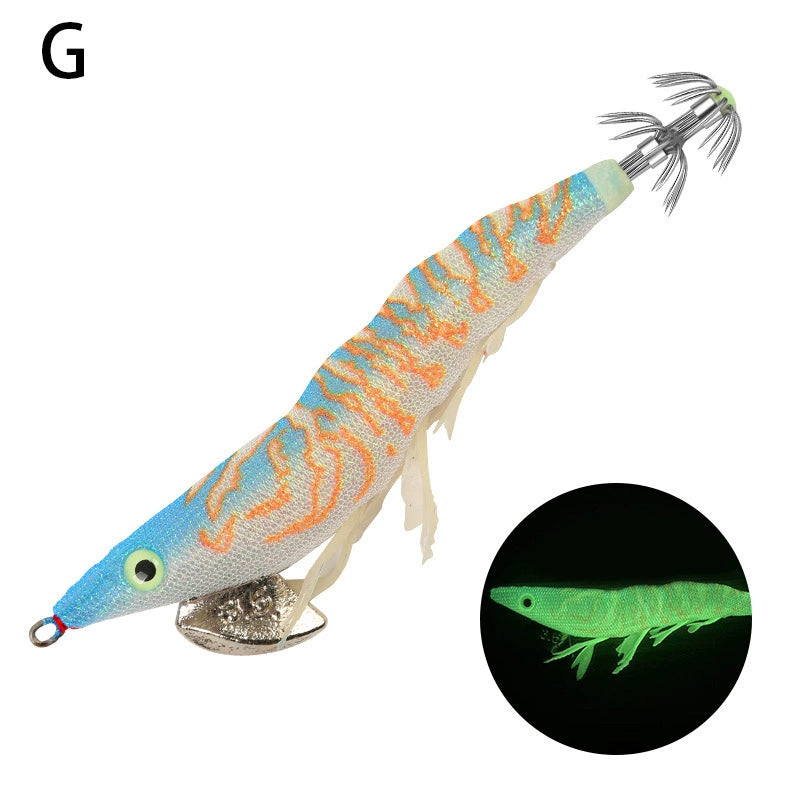 New Squid Hook #13/20g Rapid inkiSng Artificial Luminous Squid Jigging Bait Wood Shrimp Hooks for Saltwater Tackle Fishing Lure