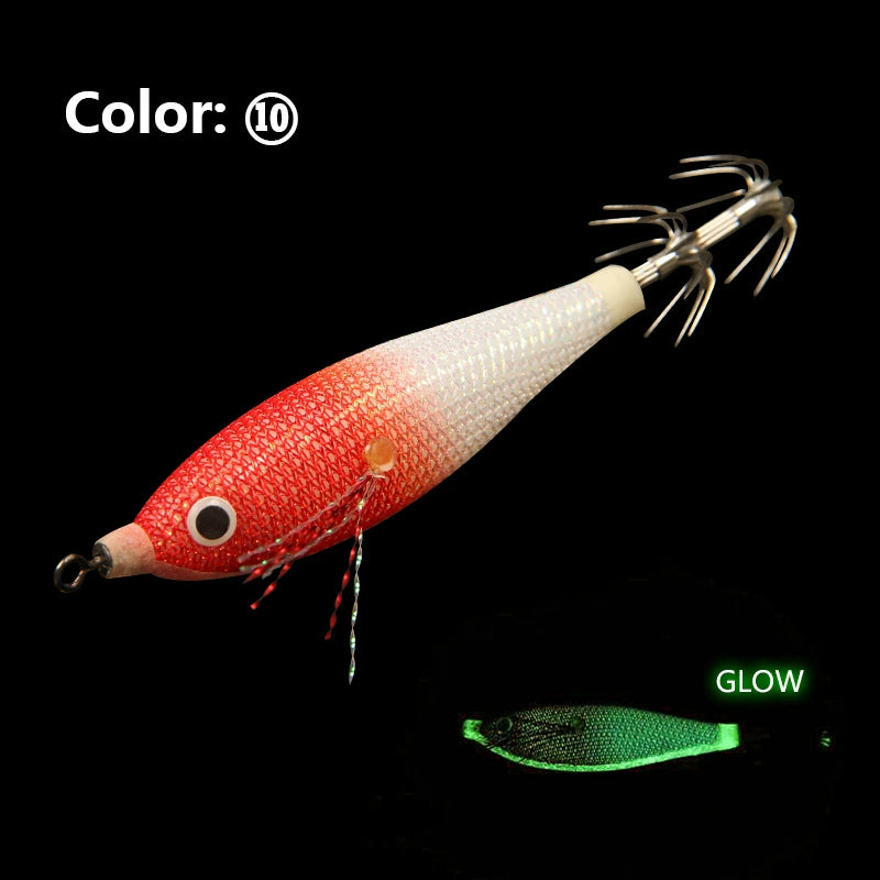 New Squid Hook #75mm/5.5g Rapid inkiSng Artificial Luminous Squid Jigging Bait Wood Shrimp Hooks for Saltwater Tackle Fishing Lure