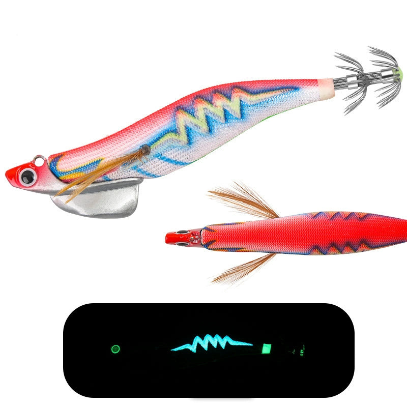New Squid Hook #3.0/28g #3.5/40g Rapid inkiSng Artificial Luminous Squid Jigging Bait Wood Shrimp Hooks for Saltwater Tackle Fishing Lure