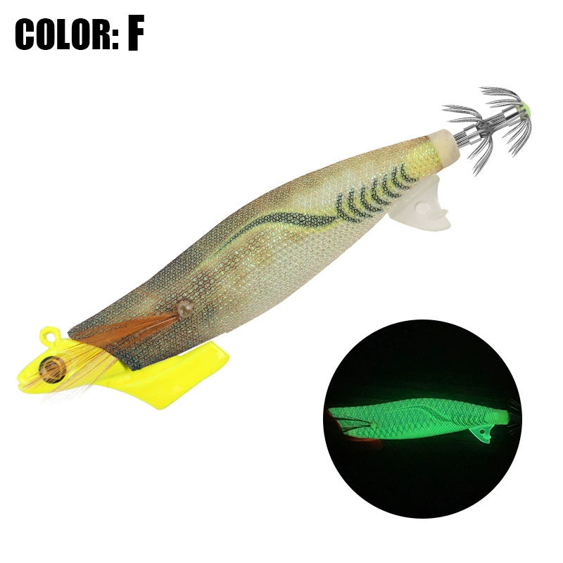 New Squid Hook #3.5/26g Rapid inkiSng Artificial Luminous Squid Jigging Bait Wood Shrimp Hooks for Saltwater Tackle Fishing Lure
