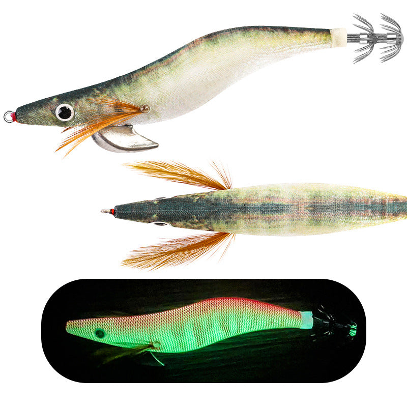 New Squid Hook #3.0/14.5g #3.5/19.5g Rapid inkiSng Artificial Luminous Squid Jigging Bait Wood Shrimp Hooks for Saltwater Tackle Fishing Lure