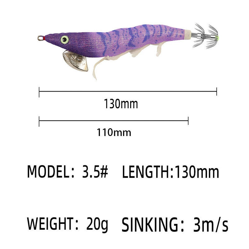 New Squid Hook #13/20g Rapid inkiSng Artificial Luminous Squid Jigging Bait Wood Shrimp Hooks for Saltwater Tackle Fishing Lure