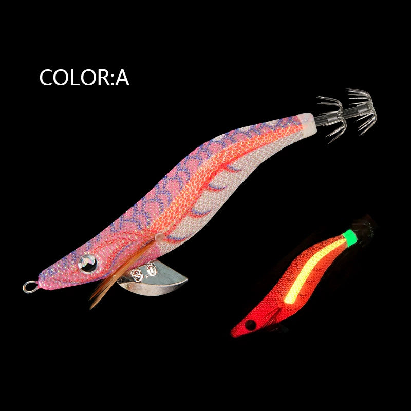 New Squid Hook #2.5/9.5g #3.0/15.5g #3.5/19.5g Rapid inkiSng Artificial Luminous Squid Jigging Bait Wood Shrimp Hooks for Saltwater Tackle Fishing Lure