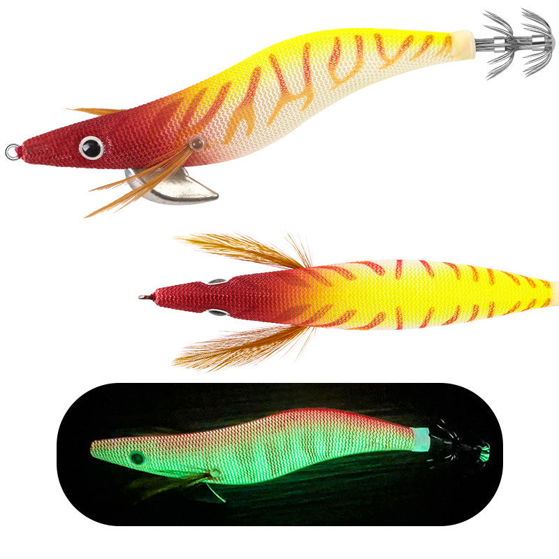 New Squid Hook #3.0/14.5g #3.5/19.5g Rapid inkiSng Artificial Luminous Squid Jigging Bait Wood Shrimp Hooks for Saltwater Tackle Fishing Lure