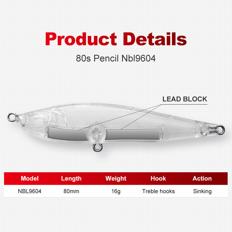 Saltwater plastic Pencil bait #36- 80mm/16g