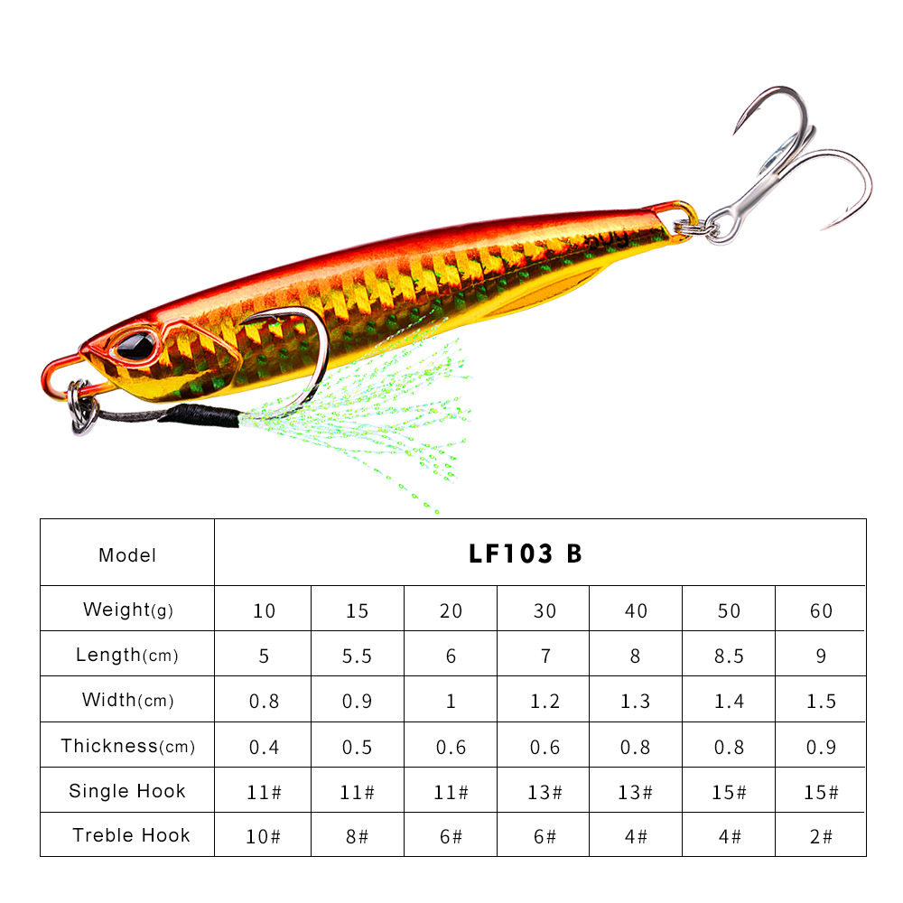 #60 Slow Pitch Jigs 10g 15g 20g 30g 40g 60g