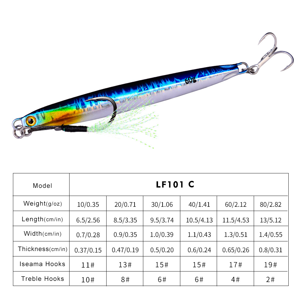 #67 Slow Pitch Jigs 10g 20g 30g 40g 60g 80g