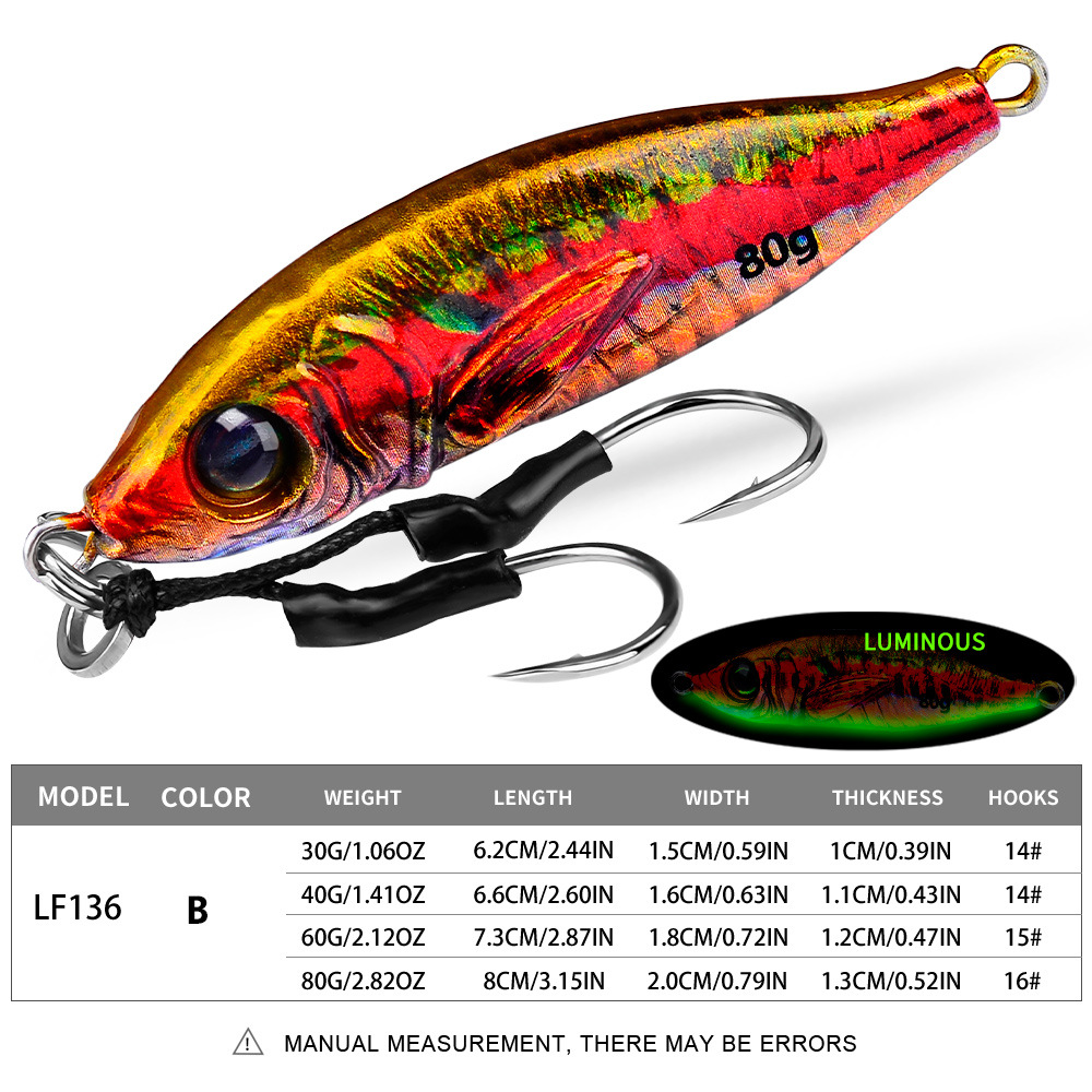 #68 Slow Pitch Jigs 30g 40g 60g 80g