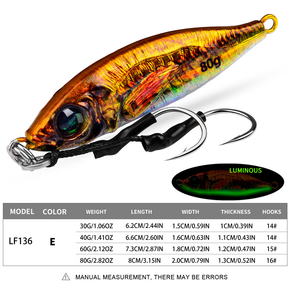 #68 Slow Pitch Jigs 30g 40g 60g 80g