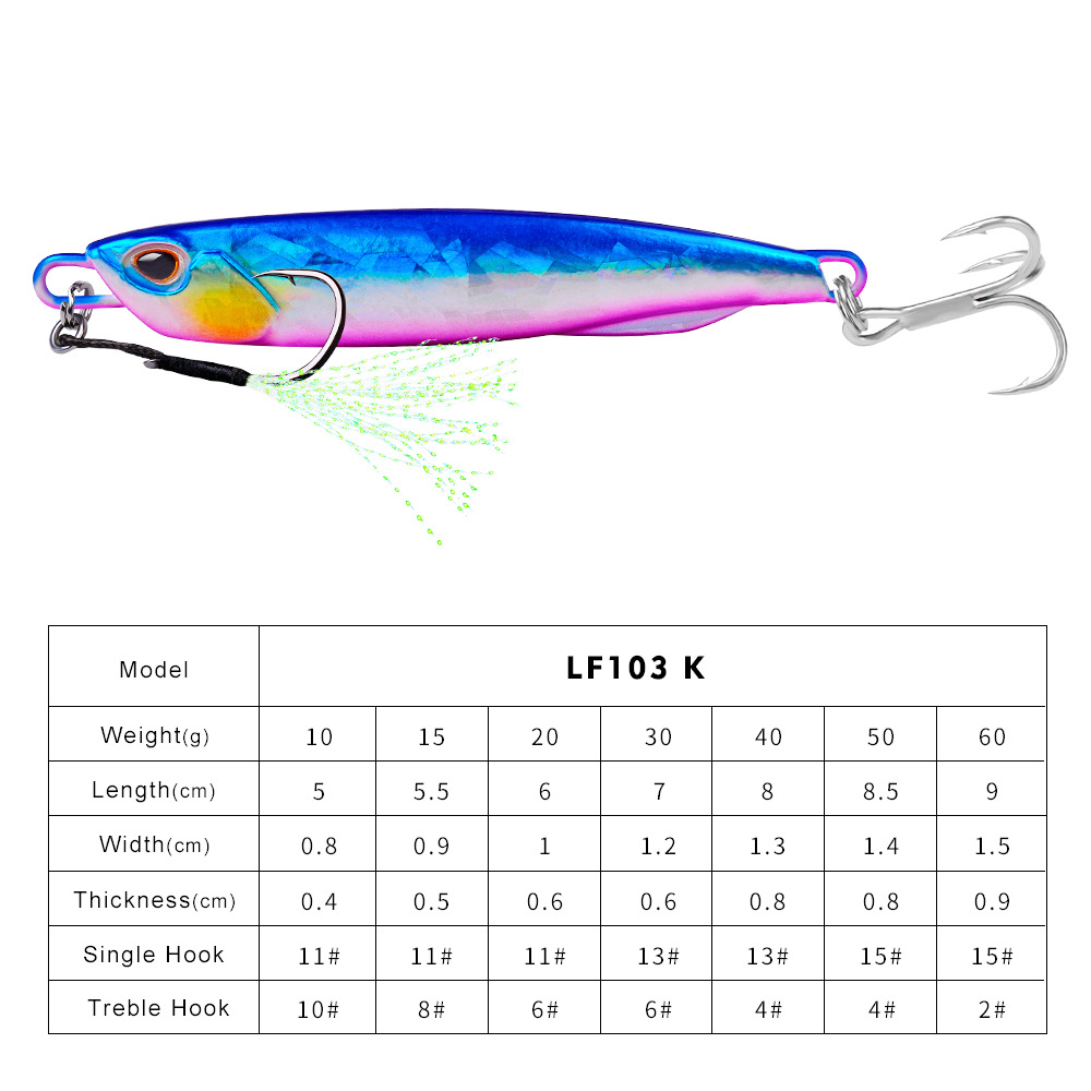 #60 Slow Pitch Jigs 10g 15g 20g 30g 40g 60g