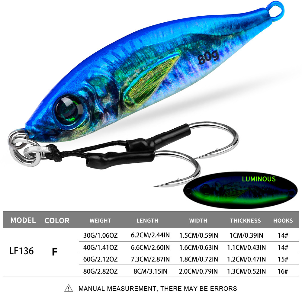 #68 Slow Pitch Jigs 30g 40g 60g 80g