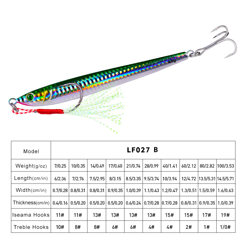 #66 Slow Pitch Jigs 7g 10g 14g 17g 21g 28g 40g 60g 80g 100g
