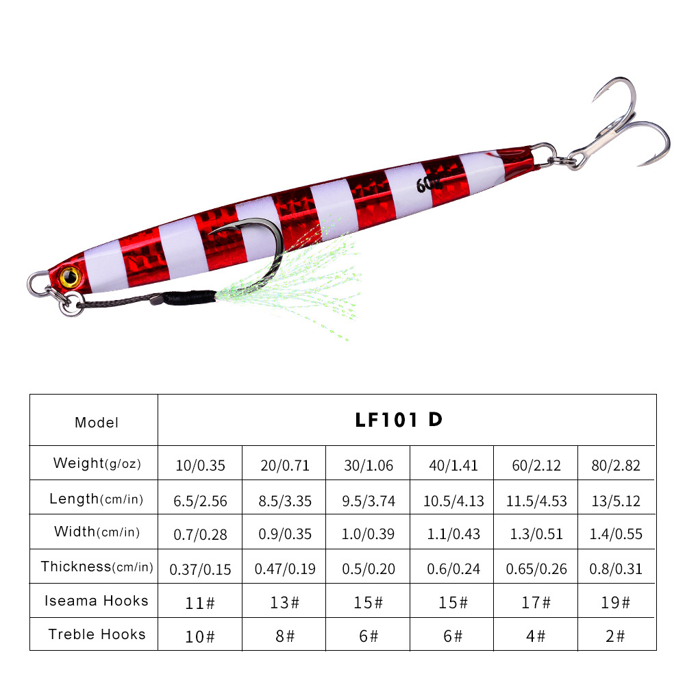 #67 Slow Pitch Jigs 10g 20g 30g 40g 60g 80g