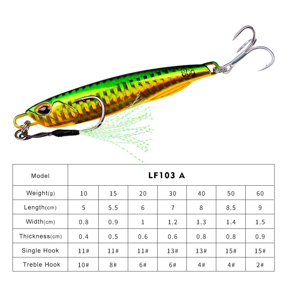 #60 Slow Pitch Jigs 10g 15g 20g 30g 40g 60g
