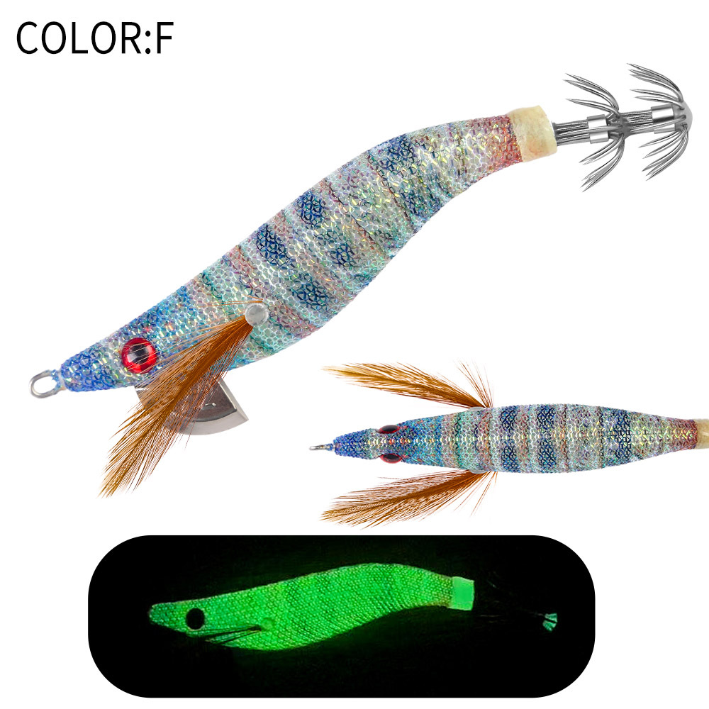 New Squid Hook #2.2/7g Rapid inkiSng Artificial Luminous Squid Jigging Bait Wood Shrimp Hooks for Saltwater Tackle Fishing Lure