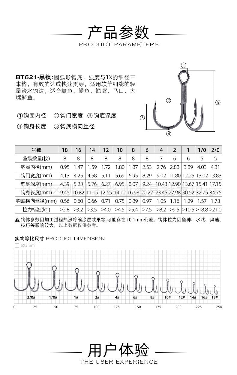 BKK BT621 Treble hook#48-#2 #4 #6 #8 1/0 2/0