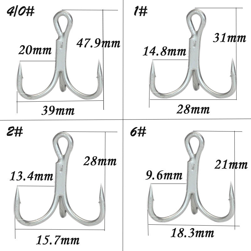 High quality 4X treble hook 28#-1 2 4 6 8 1/0 2/0 3/0 4/0