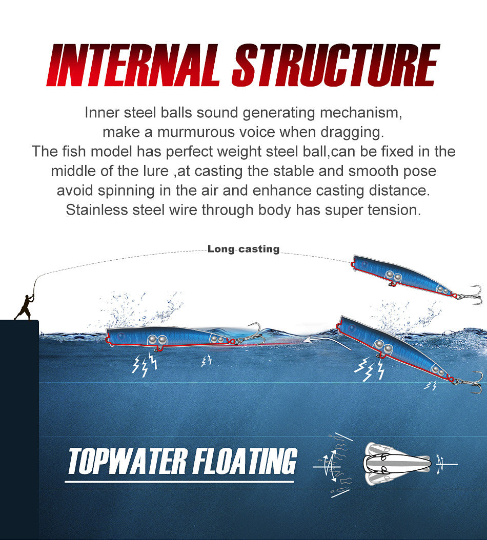 Saltwater plastic popper bait #2-155mm/52g