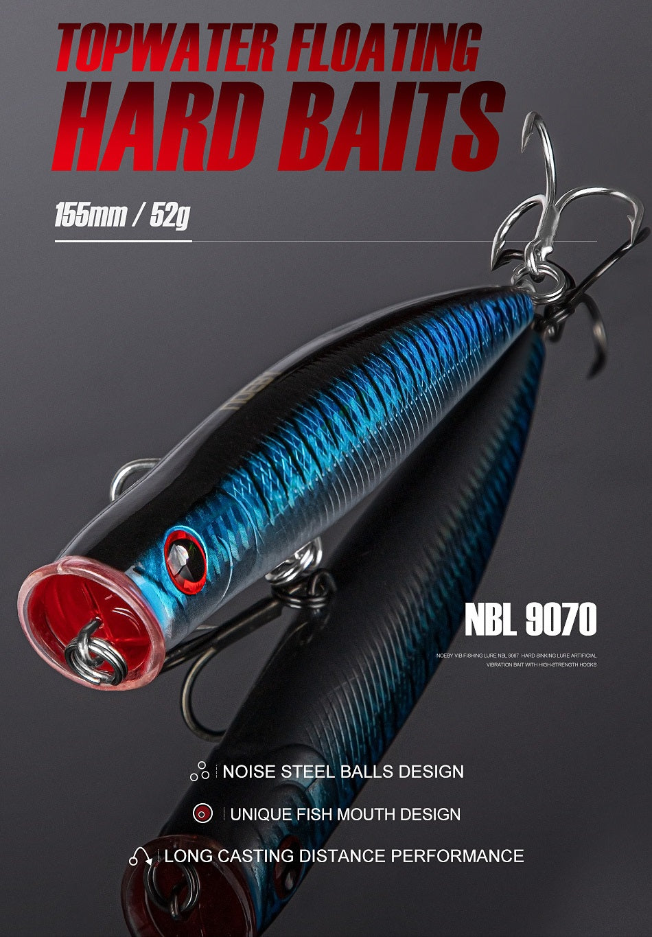 Saltwater plastic popper bait #2-155mm/52g