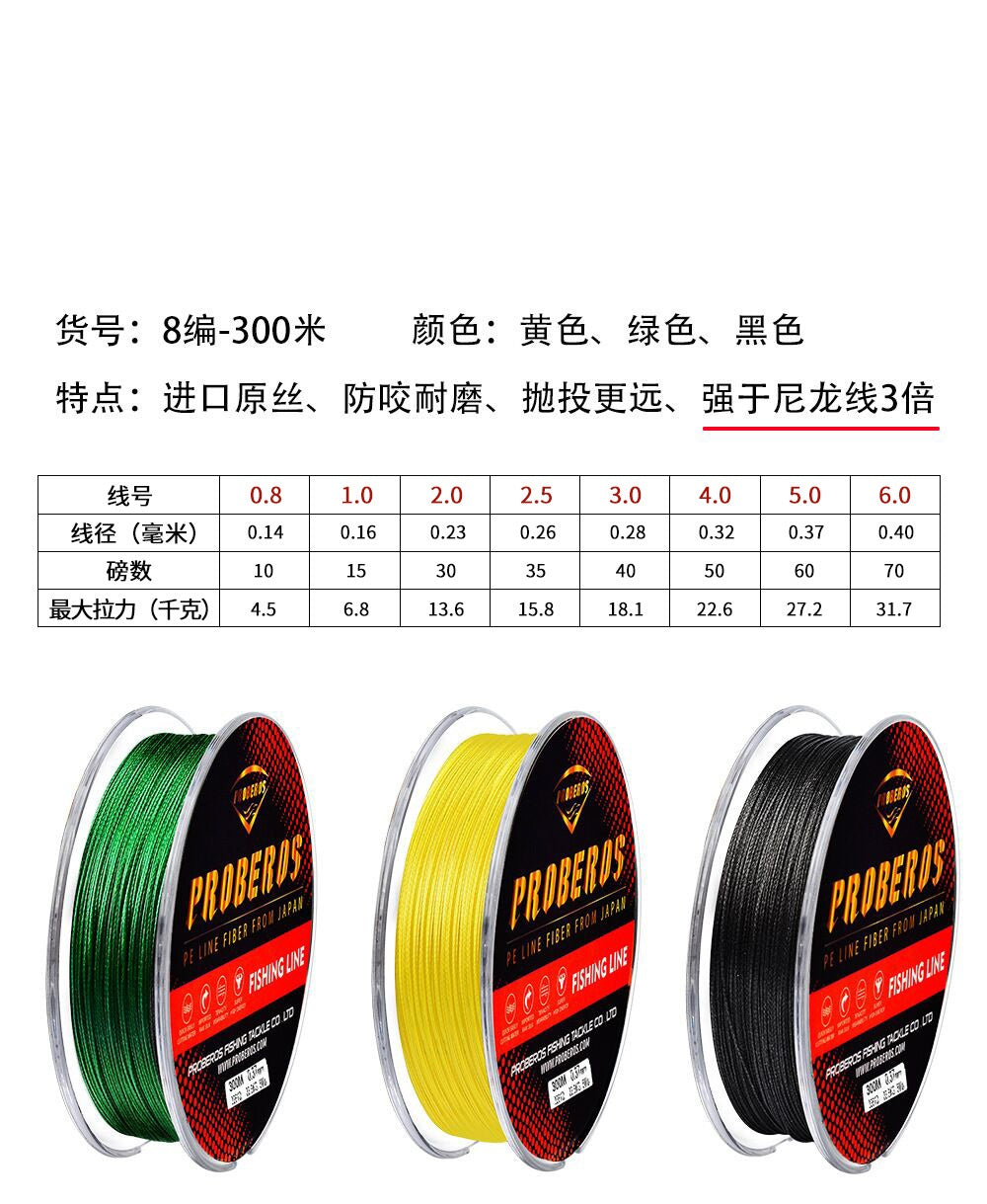8 Braids 300m PE Fishing Line #1- 0.4 0.6 0.8 1.0 1.5 2.0 3.0 4.0 5.0 6.0