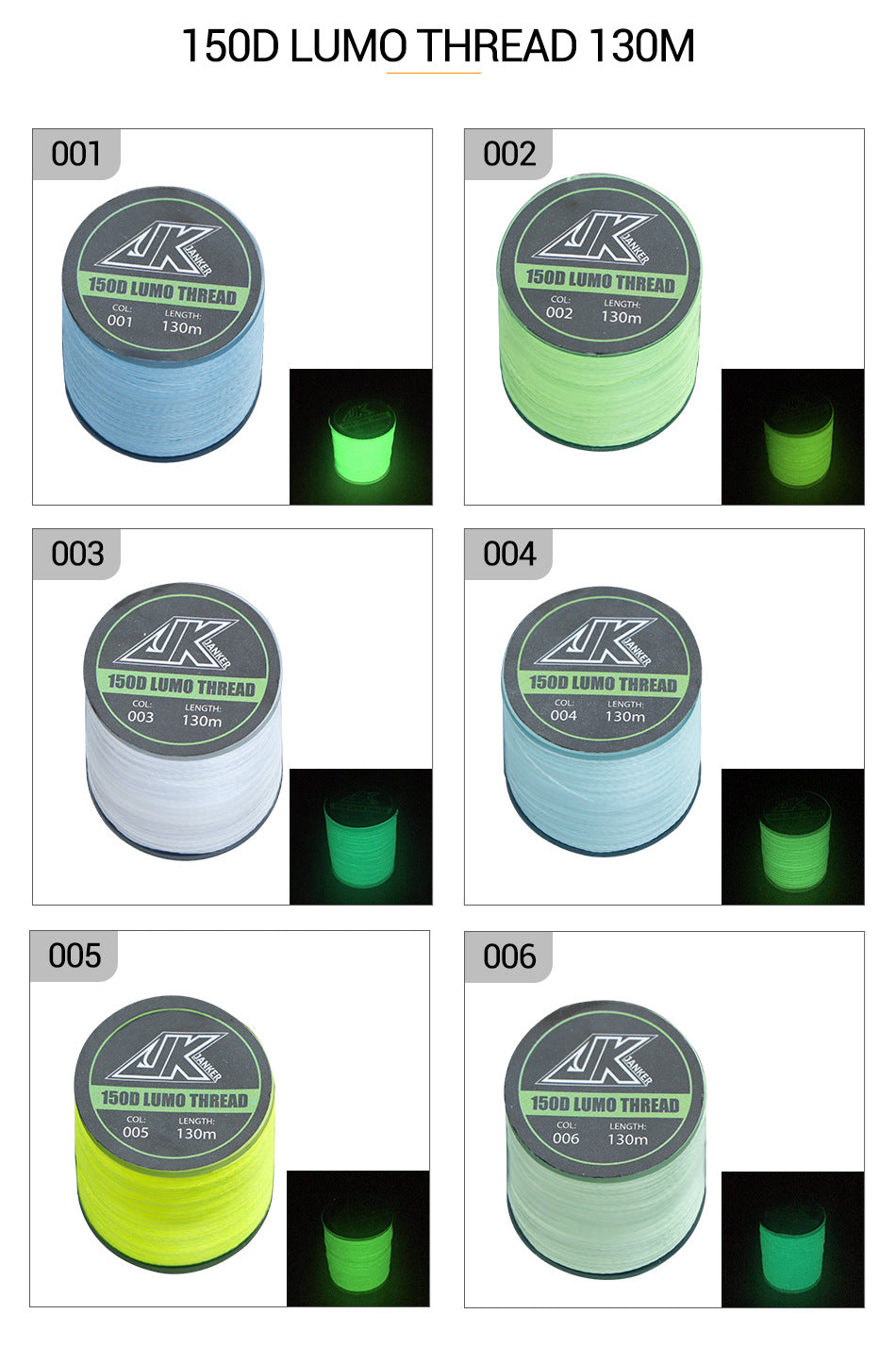 150D Assist Hook Luminous Thread 11 Colors